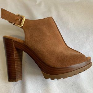 MICHAEL KORS Leather Calf Skin Suede Open toe bootie Mule